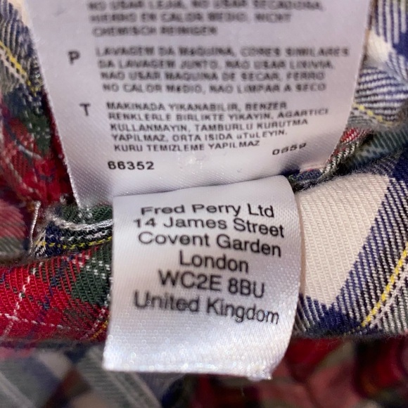 Fred Perry $275 Red & White Plaid Flannel Button Down Shirt sz Small EUC - Picture 16 of 16